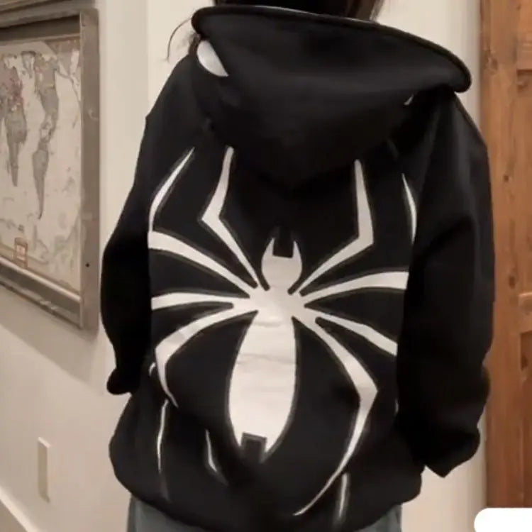 Y2K European Halloween Personalized Women’s Hoodies and Hoodies Couples Large Spider Woman