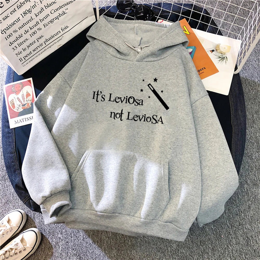 Women Hipster Streetwear Sweatshirts It’s Leviosa Magic Hoodie Fashion Funny Sportswear Loose Oversize Clothing Soft Tops Female