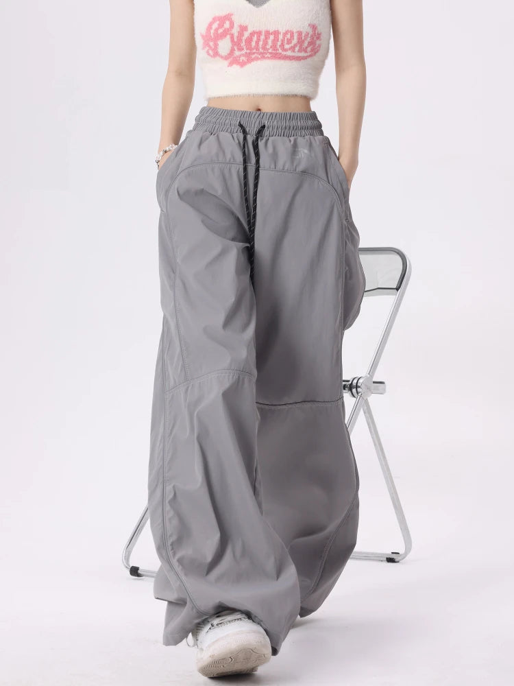 Women's Palazzo Pants Streetwear Fashion Reflective Stripe Jogger Wide Leg Trousers Y2k Baggy Sweatpants Female Pantalon