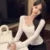 Sweet Lace Stitching V-neck Skinny Top Pink Coquette Aesthetic Slim-fit Long Sleeve Knitted T-shirts Cute Casual Tees