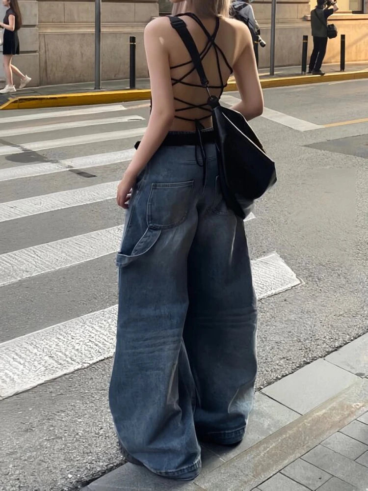 Woman Oversize Jeans Baggy Denim Low Waist Pants Wide Leg Cute Core Baddie Style New Trend Aesthetics Japanese Fashion Ins