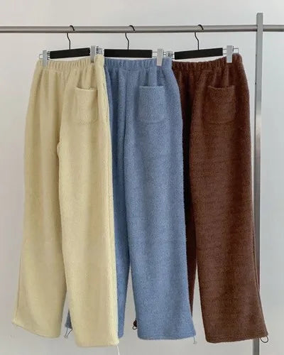 2024 Summer Vintage Korean Retro High Street Hairy and Thick Low Waist Trousers Streetwear Fashion Wide Leg Pants