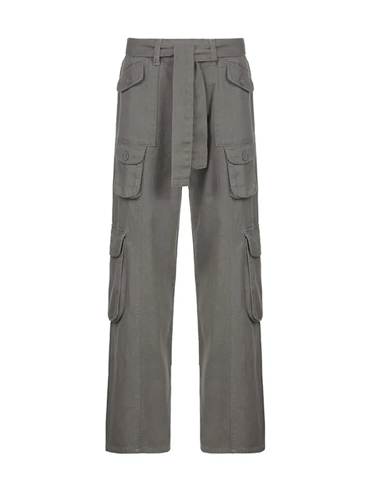 Woman Allmatch Jeans Streetwear Denim Vintage Pants Casual Cargo Pants Multiple Pockets Tunic Trousers Low Waist Baggy Ins