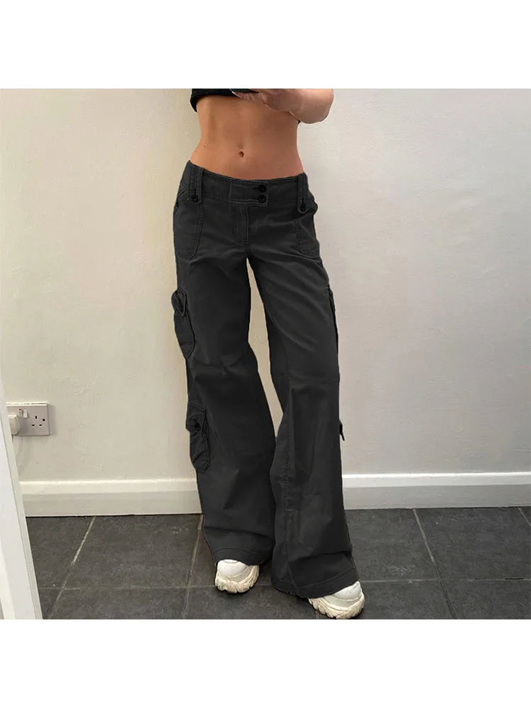Woman Streetwear Jeans Preppy Style Denim Fashion Pants Elegant Trousers Casual Cargo Pants Allmatch Straight Leg Solid Color