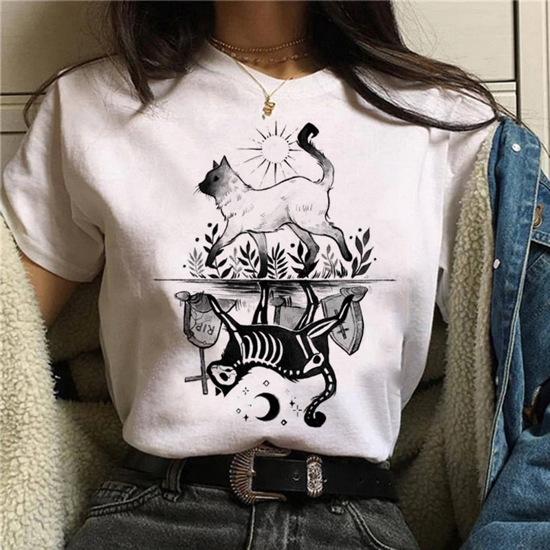 Women T-shirt Cartoon Witch Magic Kawaii Tshirt