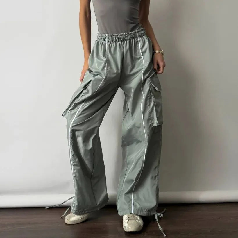 Y2k Aesthetic Streetwear Cargo Pants Women American Retro Harajuku Casual Solid Baggy Trousers Oversized Sweatpants