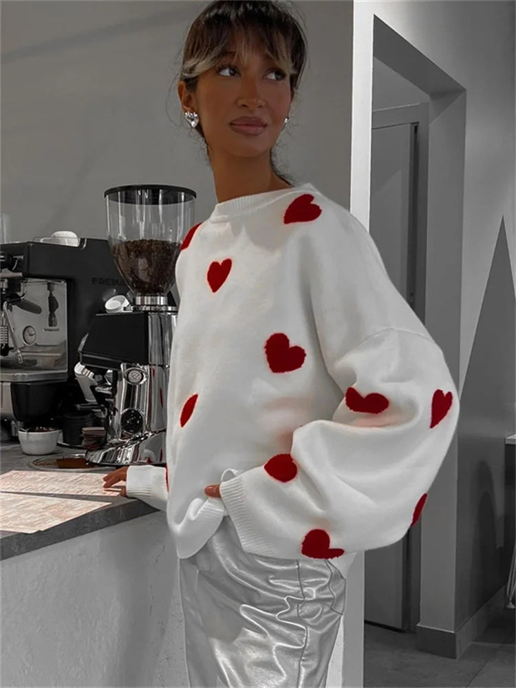 Casual Kawaii Loose Sweater Pullover For Women Fashion Long Sleeve High Street Printed Camisola Female Patchwork Sweater