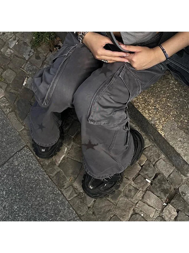 Woman Old Money Jeans Dark Academia Denim Japanese Fashion Pants BF Style Trousers Sweatpants Cargo High Street Pants Ins