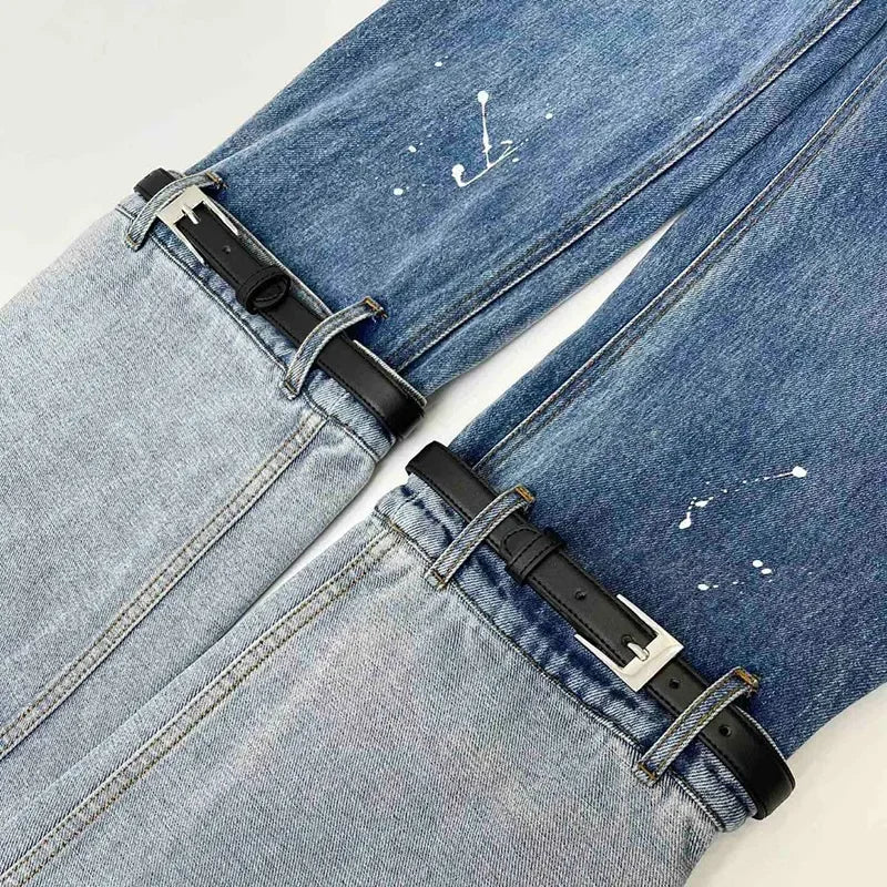 Women's High quality Patchwork Jeans Fashion High Street Denim Pant New Y2k Trousers Women Clothes