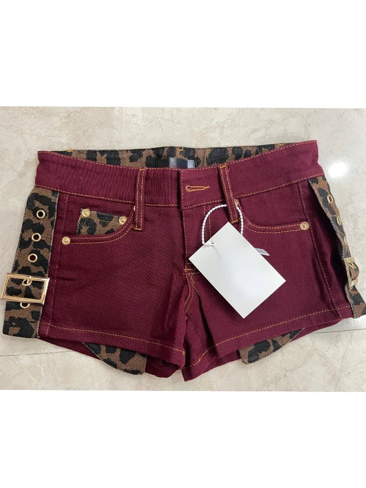 Summer Woman Gyaru Hot Kpop Pants Clubwear Jean Hot Shorts Sexy Denim Sweet Shorts Streetwear Pockets Zipper Low Waist Patchwork