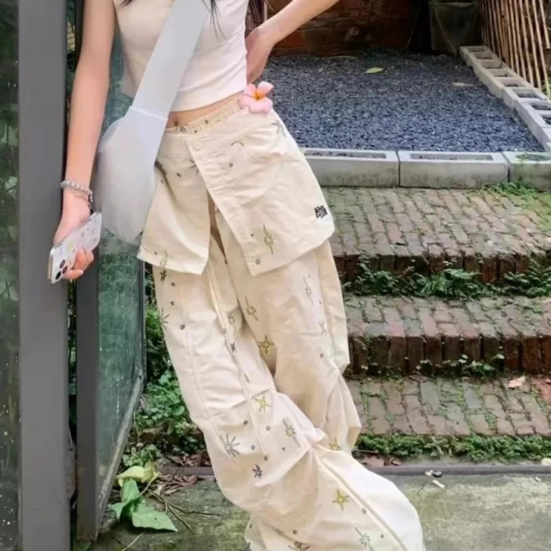 Y2K Baggy Cargo Pants Women American Vintage Streetwear High Waist Trousers Korean Fashion Harajuku Casual Wide Leg Pants New