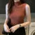 Women Knitted Slim Tank Top Solid Sleeveless Sexy O-Neck Crop Top Casual T-shirt Cotton Off Shoulder Crop Tank Top Summer