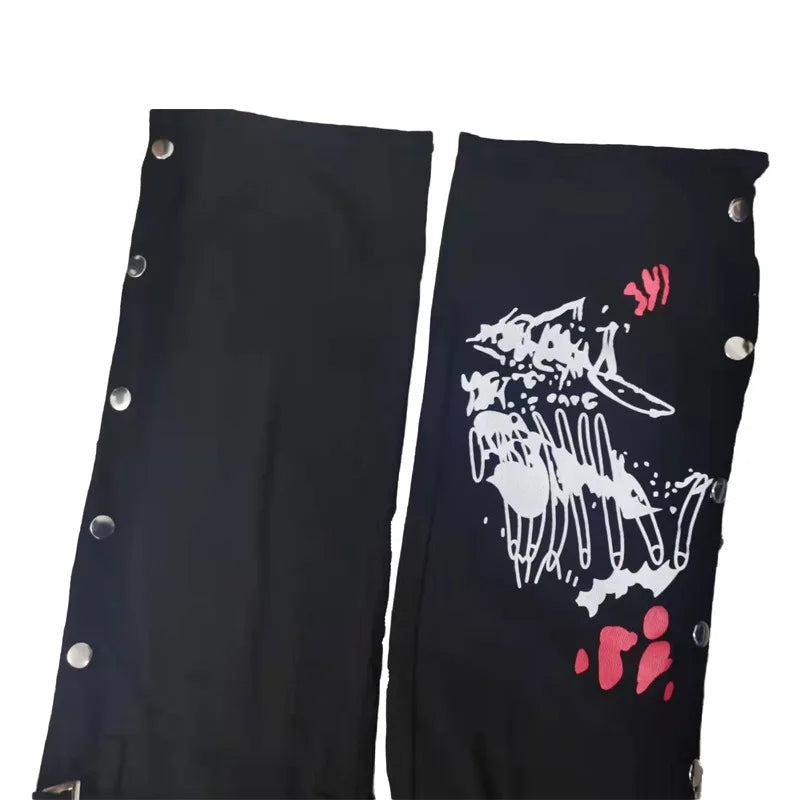 Black Gothic Pencil Pants Rivet High Waist Woman Slim Body Dark Goth Pant 2024 Women Punk Aesthetic Clothes Vintage Streetwears