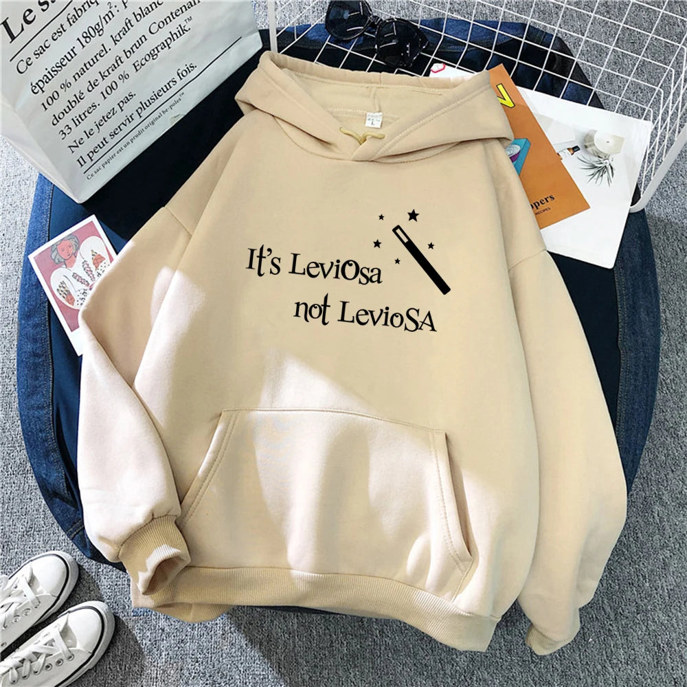 Women Hipster Streetwear Sweatshirts It’s Leviosa Magic Hoodie Fashion Funny Sportswear Loose Oversize Clothing Soft Tops Female