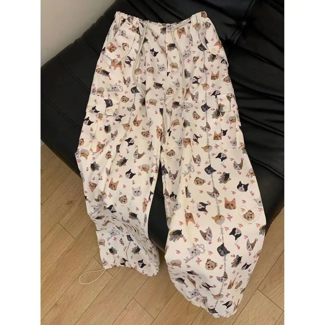 Women's Retro Graffiti Design Sense Work Suit Pants 90S Hot Girl Y2K Straight Tube Sports Street Dance Wide Leg Casual Pants