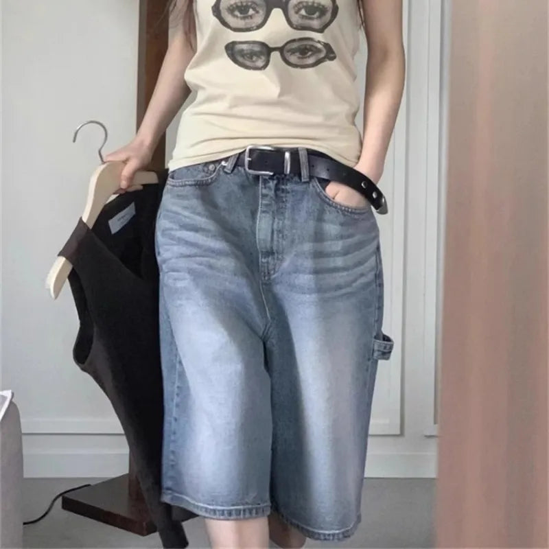 Y2k Clothes Denim Cargo Pants Women Solid Streetwear Spring Summer Ankle Length Trousers Vintage Pantalones De Mujer
