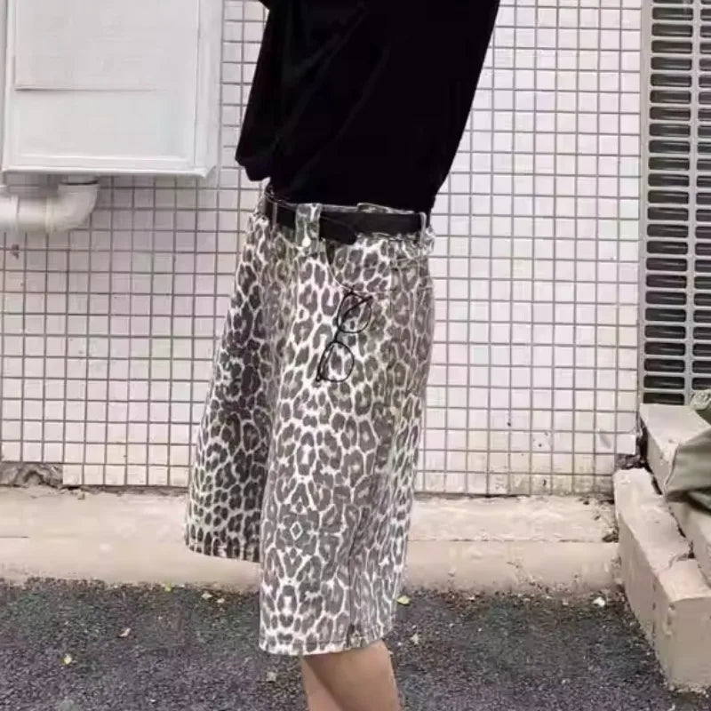 Y2k Clothes Calflength Pants Leopard Spring Summer Vintage Loose Pantalones De Mujer Streetwear Fashion Trousers