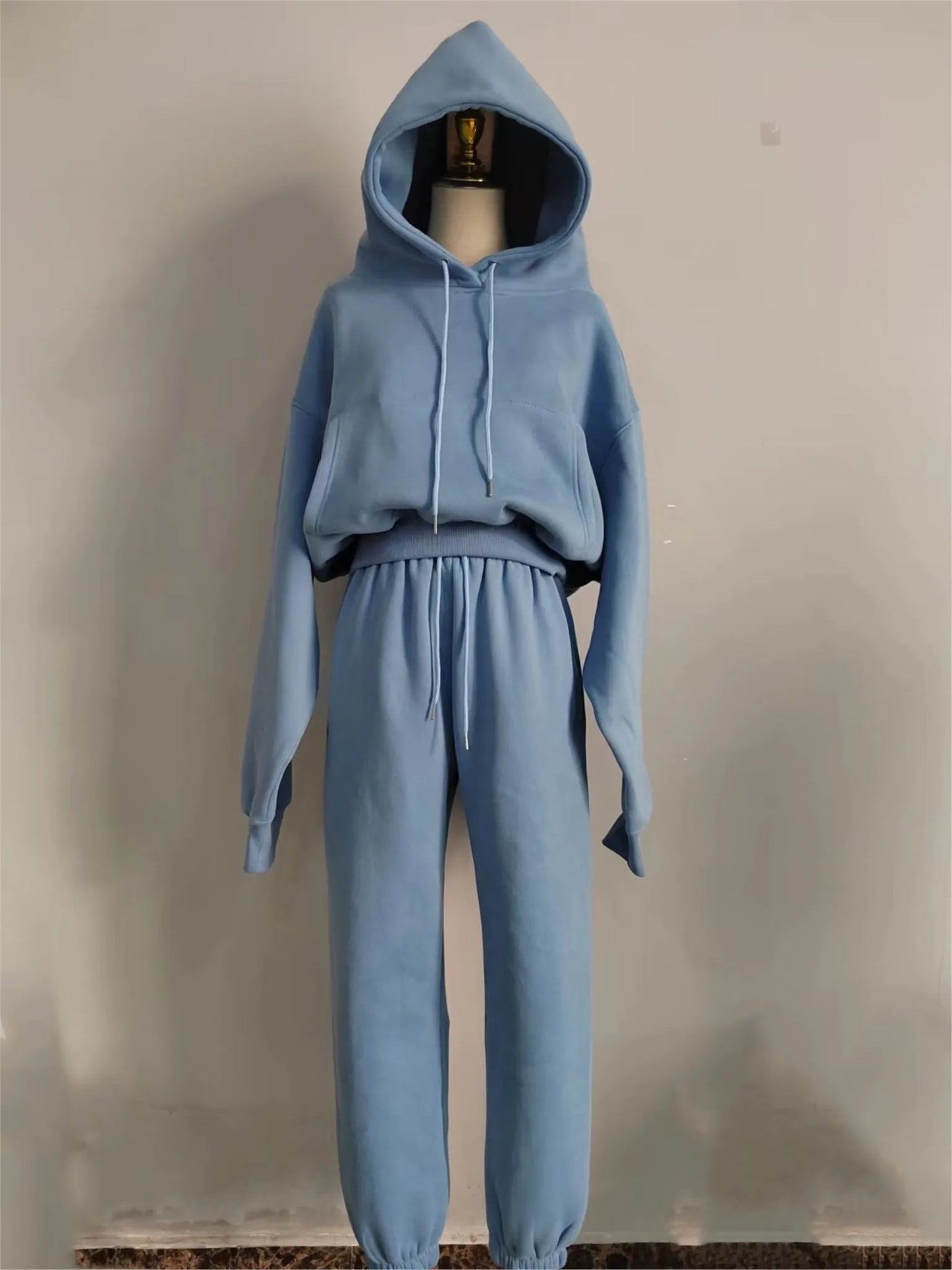 Casual New Fashion Hoodies Suit Women Winter Spring Solid Tracksuit Two Pieces Set Sports Pullover Sweatpants Sweatshirt Mujer