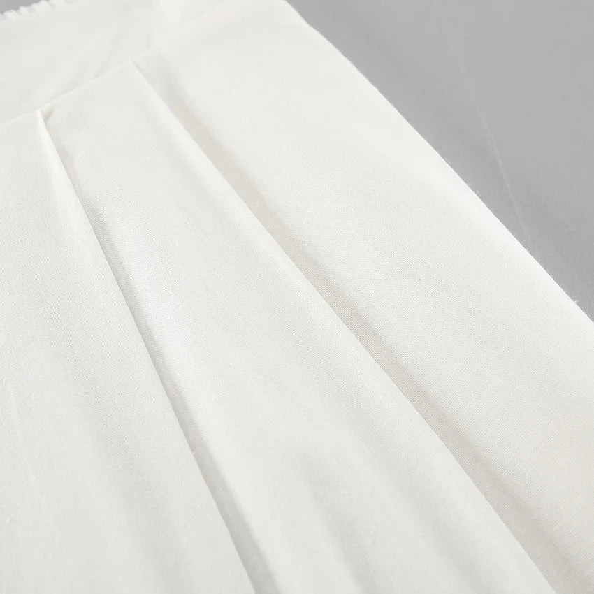 White Simple Wide Leg Pants Sets Women Summer New Off Shoulder Sleeveless Tube Tops Streetwear Fashion Casual Pants 2 Piece Set