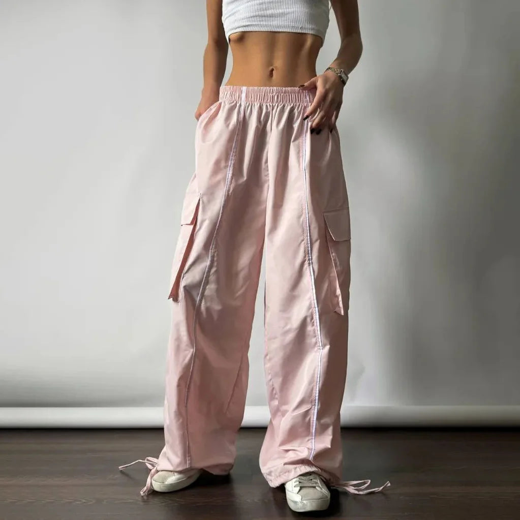 Y2k Aesthetic Streetwear Cargo Pants Women American Retro Harajuku Casual Solid Baggy Trousers Oversized Sweatpants
