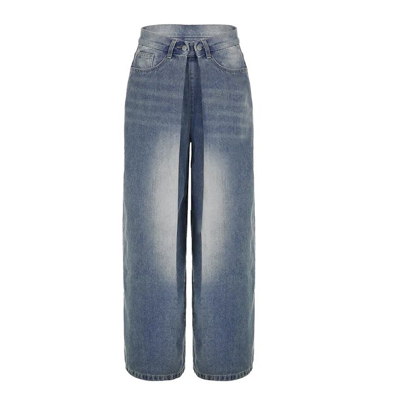 Y2k 90s Vintage Streetwear Low Waist Cargo Pants American Retro Fashion Casual Baggy Oversized Denim Trousers 2024 Chic