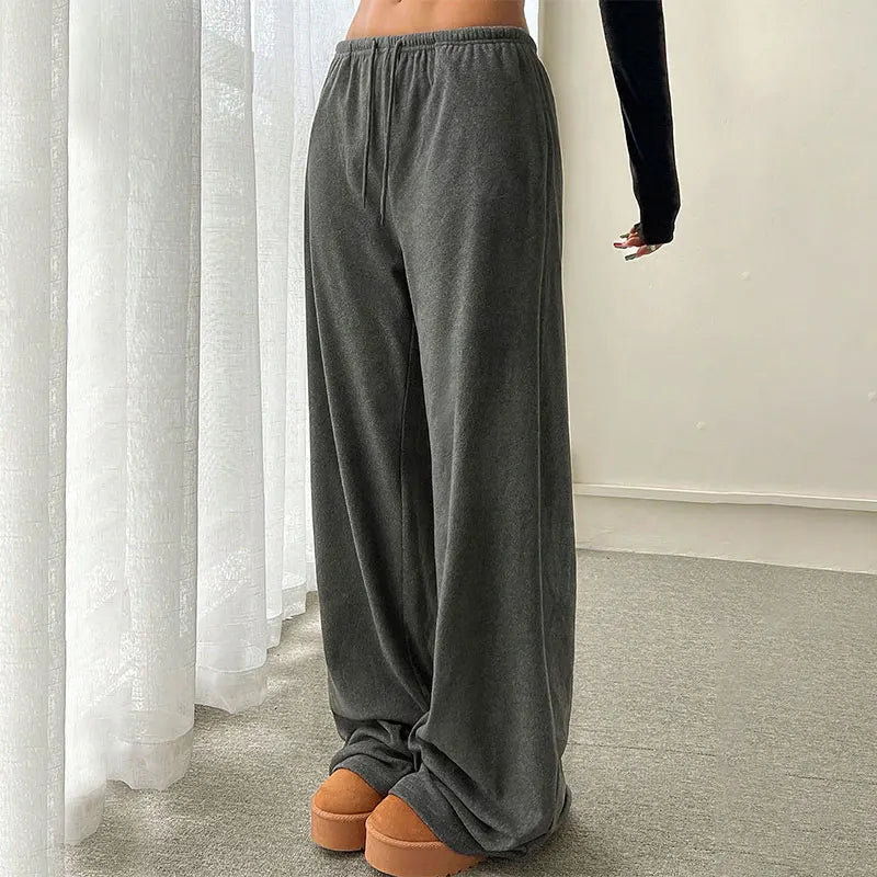 Women Fashion Trousers Autumn New Streetwear Basic Straight Casual Slim Pants Lady Sexy Solid Simple Versatile Knitted Trousers