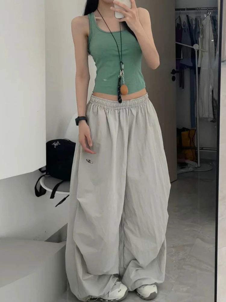 Baggy Jogging Pants Women Hip Hop Y2k Grey Embroidery Korean Fashion Straight Leg Sport Trouser Harajuku Causal Bottoms