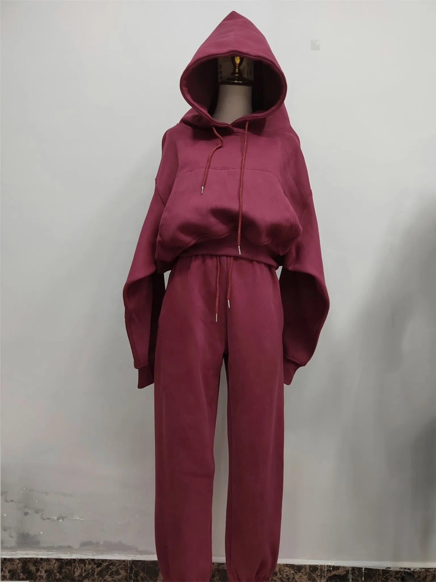 Casual New Fashion Hoodies Suit Women Winter Spring Solid Tracksuit Two Pieces Set Sports Pullover Sweatpants Sweatshirt Mujer