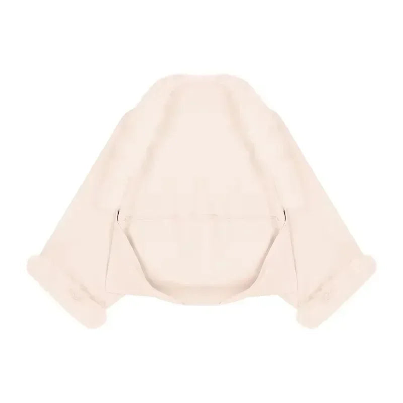 Autumn New High Street Solid Color Casual Threaded Chain Knit Dress Women + Loose Plush Spliced Cardigan Twopiece Suit