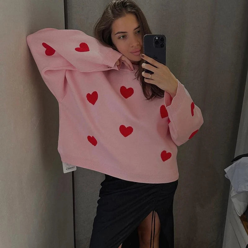 Casual Kawaii Loose Sweater Pullover For Women Fashion Long Sleeve High Street Printed Camisola Female Patchwork Sweater