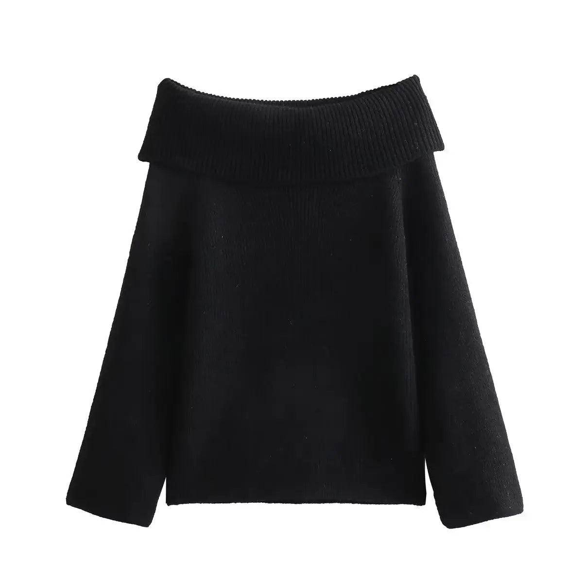 2024 Fashion Solid Simple Knitted Sweater For Woman Slash Neck Long Sleeve Loose Pullover Autumn Casual Streetwear Basic Jumper
