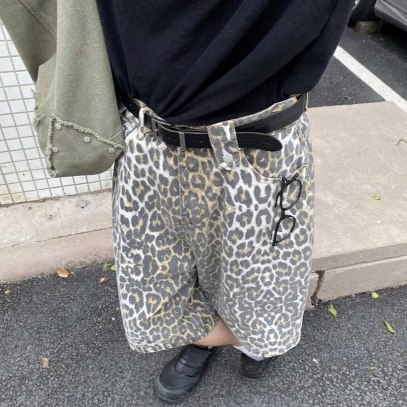 Y2k Clothes Calflength Pants Leopard Spring Summer Vintage Loose Pantalones De Mujer Streetwear Fashion Trousers