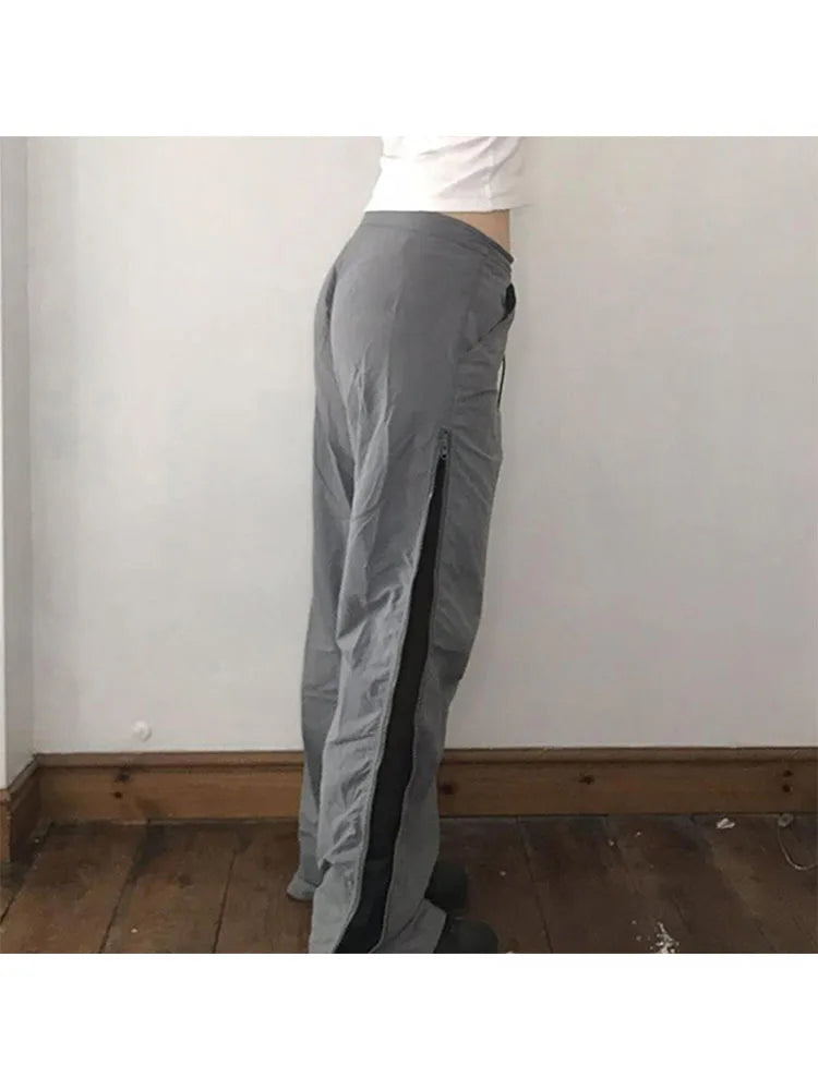 Woman Cotton Pants Loose Trousers Elastic Waist Sweatpants Straight Leg Cargo Simple Pants Casual Streetwear Allmatch Ins