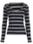 Black Dark Gray Stripe Hooded T-Shirt Women V Neck Slim Long Sleeve Basic Spring Autumn Ribbed Top Preppy Streetwear Tee