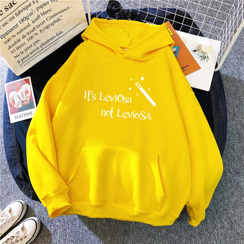 Women Hipster Streetwear Sweatshirts It’s Leviosa Magic Hoodie Fashion Funny Sportswear Loose Oversize Clothing Soft Tops Female
