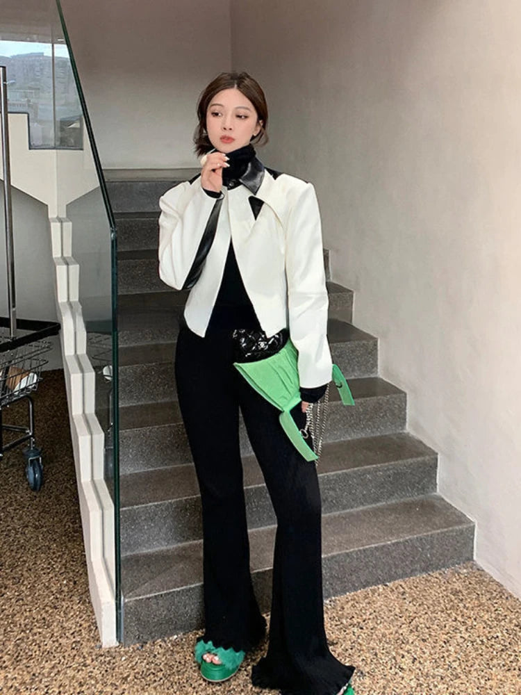 Black Knitted Rib Pants Women Tassels Flared Trousers Leggings Boot Cut Korean Fashion High Waist Autumn Winter Bottoms