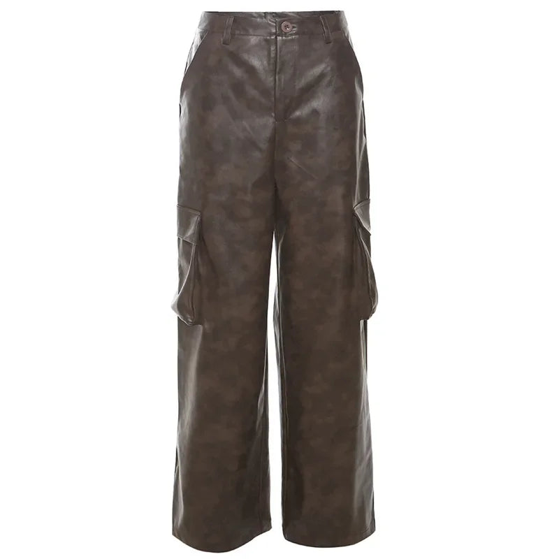 Brown Classic Retro Allmatch Casual High Street Fashionable Cool Confident Youth Hiphop Women Autumn Straight Leg Pants