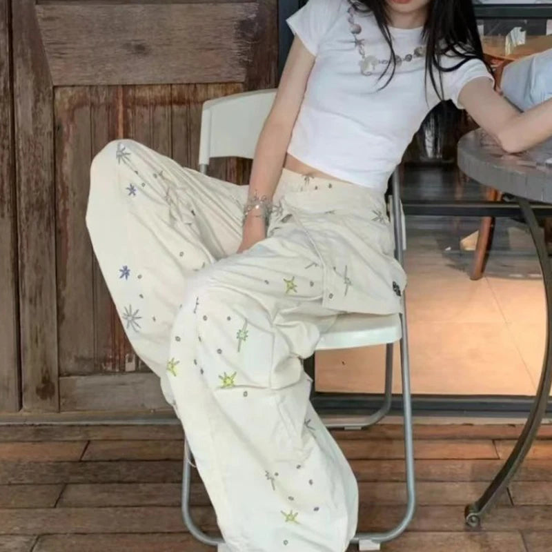 Y2K Baggy Cargo Pants Women American Vintage Streetwear High Waist Trousers Korean Fashion Harajuku Casual Wide Leg Pants New