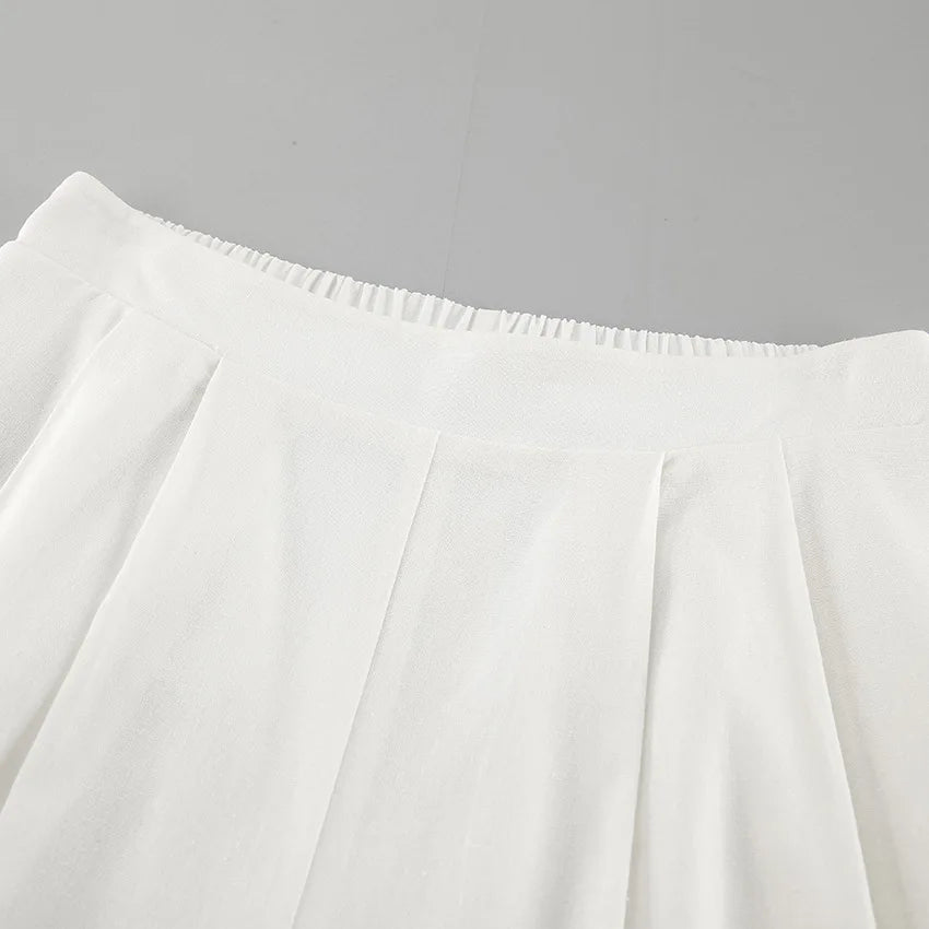 White Simple Wide Leg Pants Sets Women Summer New Off Shoulder Sleeveless Tube Tops Streetwear Fashion Casual Pants 2 Piece Set