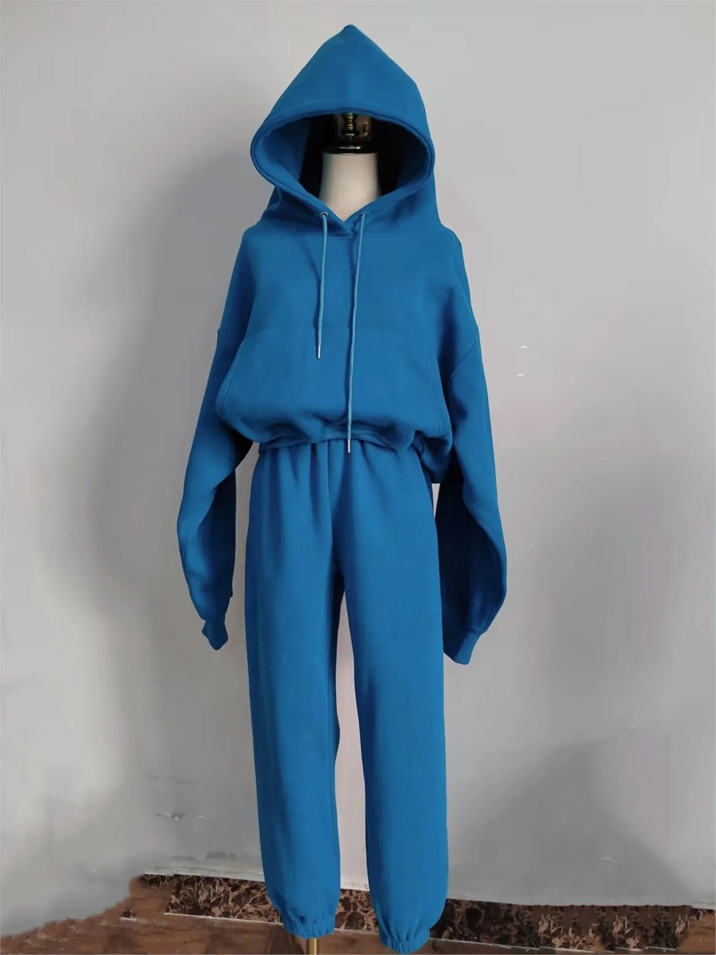 Casual New Fashion Hoodies Suit Women Winter Spring Solid Tracksuit Two Pieces Set Sports Pullover Sweatpants Sweatshirt Mujer