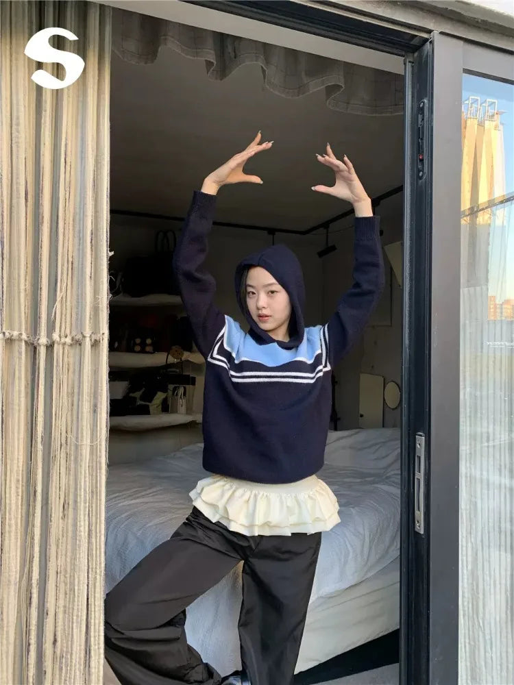 Ballet Skirt Patchwork Straight Pants Women High Street Design Elastic High Waist Sweatpants Korean Style Loose Trousers