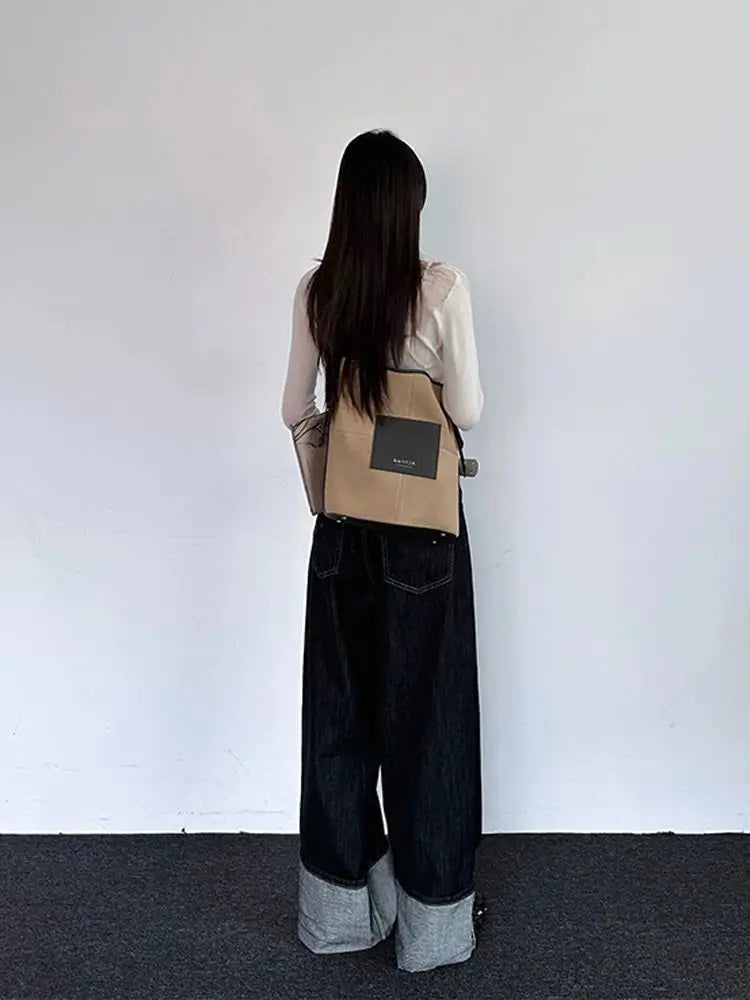 Balck Jeans for Women Harajuku Vintage Baggy Kpop Fashion Do Old Wide Leg Straight Denim Pants Y2k Causal Mujer Trousers