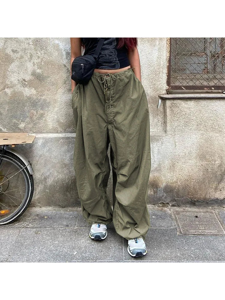 Woman New Trend Trousers New Trend Sweatpants Aesthetics Cargo Japanese Fashion Pants Grunge Unisex Tunic Drawstring Solid Color