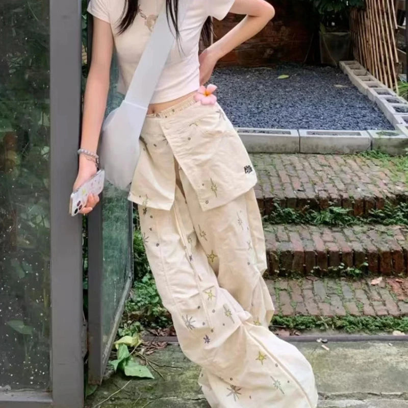 Y2K Baggy Cargo Pants Women American Vintage Streetwear High Waist Trousers Korean Fashion Harajuku Casual Wide Leg Pants New