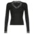 Black Lace Trim V-Neck T-Shirt Women Solid Slim Basic Long Sleeve Top Tees All-Match Autumn New