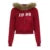 Y2K Fur Trim Hooded Sweatshirt Red Letter Print Zipper Coat with Pocket Women Streetwear Winter 90s Outwear Vintage