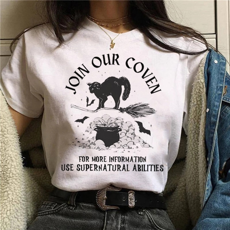 Women T-shirt Cartoon Witch Magic Kawaii Tshirt