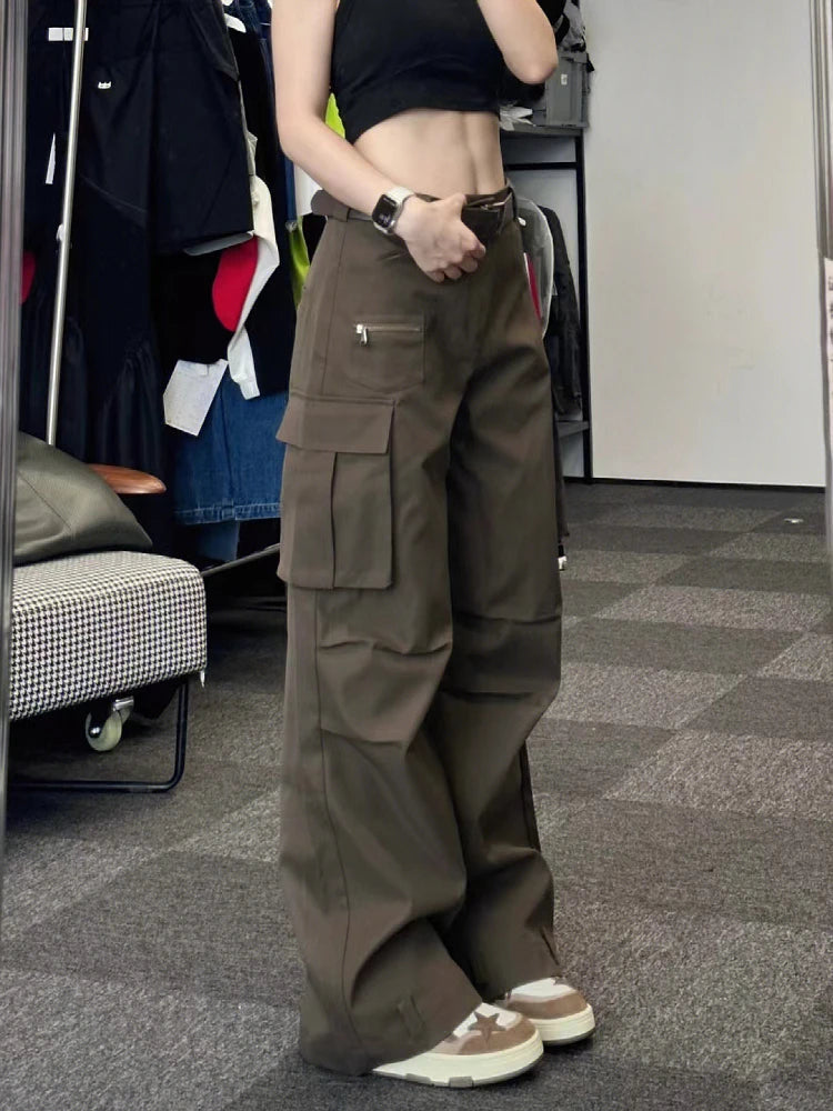 Woman Baggy Jeans Low Waist Denim Straight Leg Pants Solid Color FloorLength Casual Daily Cozy Elegant Korean Chic Sweet Ins