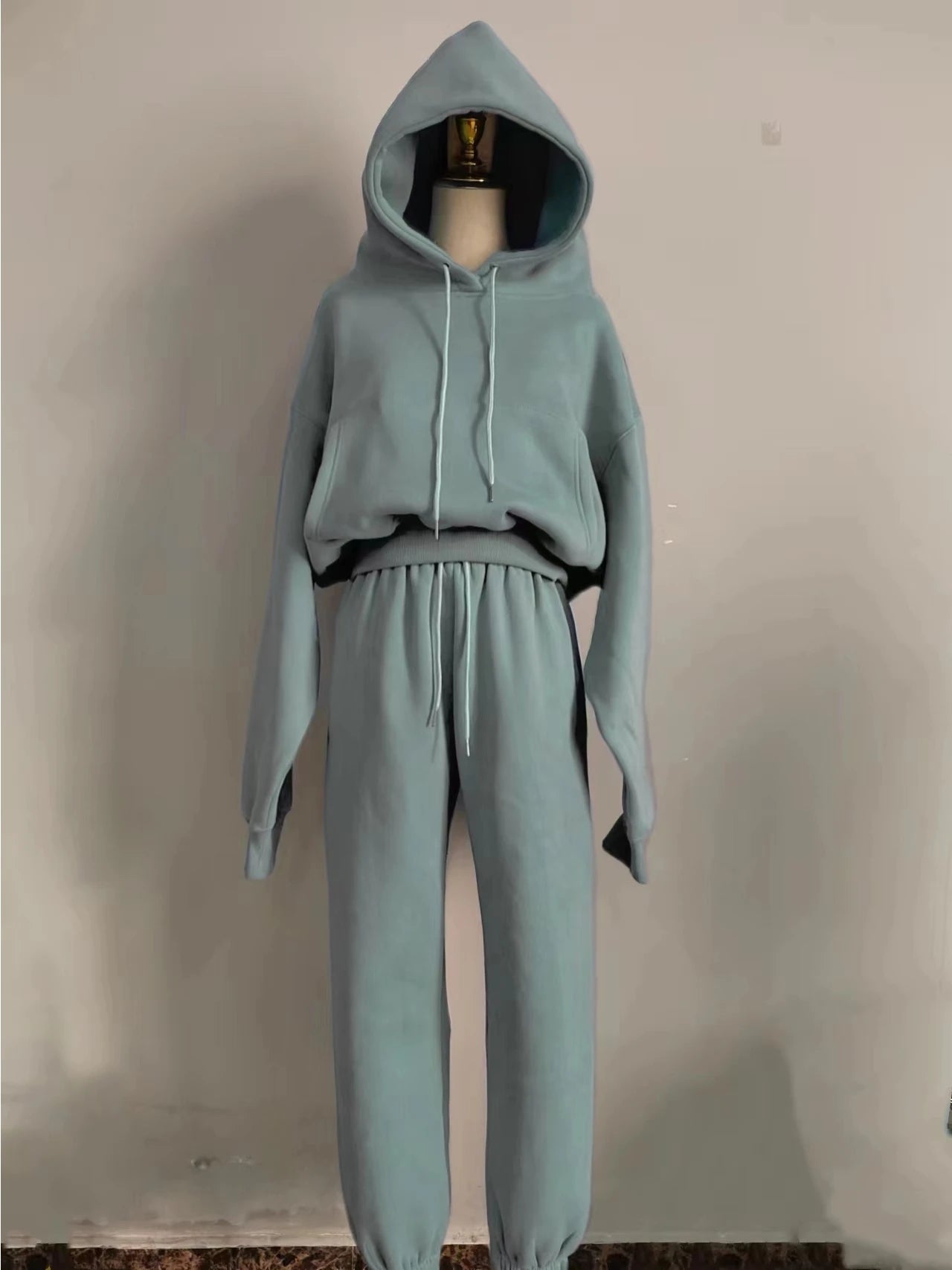 Casual New Fashion Hoodies Suit Women Winter Spring Solid Tracksuit Two Pieces Set Sports Pullover Sweatpants Sweatshirt Mujer