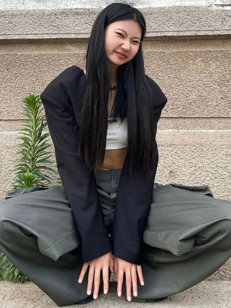 Y2k Streetwear Pockets Cargo Pants Harajuku Low Rise Baggy Straight Pants Loose American Retro Trousers Aesthetic 2024